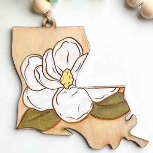 Louisiana Magnolia Theme Wood Ornament Gift