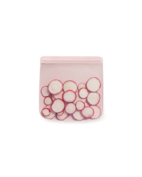 100% Silicone Reusable Ziplock Sandwich Bag- 34 oz Blush Pink