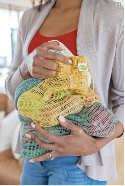 Cellulose Produce Bags/ Multipurpose Drawstring Sacks Set of 3 Reusable mesh produce bags EcoBags    Cellulose Produce Bags/ Multipurpose Drawstring Sacks Set of 3 Reusable mesh produce bags EcoBags