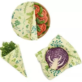 Vegan Wax Food Wraps - Variety 3 Pack, Herb Garden Pattern bees wax food wraps Bee's Wrap    Vegan Wax Food Wraps - Variety 3 Pack, Herb Garden Pattern bees wax food wraps Bee's Wrap
