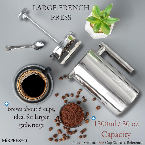 100% Stainless Steel Double Wall Insulated French Press