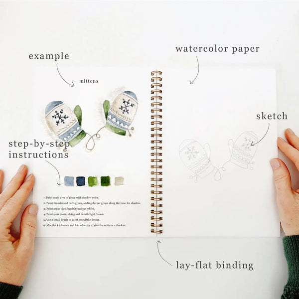 Watercolor Workbook & Paint Set -- Fall & Holiday Themed