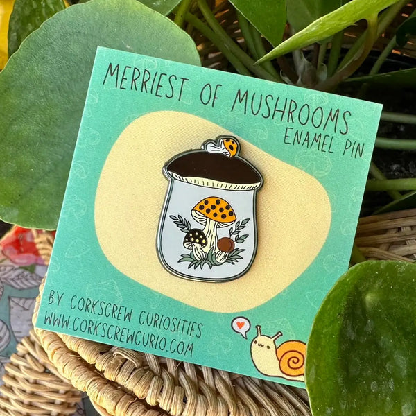 Merry Mushroom Enamel Brooch