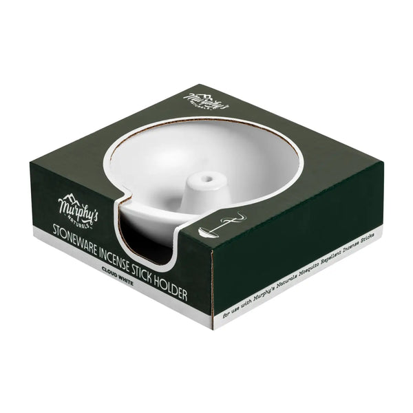 Stoneware incense stick holder in a green box packaging with 'Murphy's' branding.