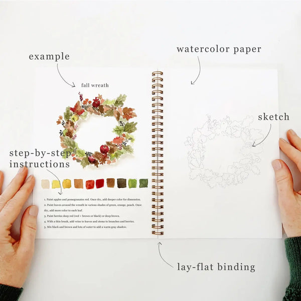 Watercolor Workbook & Paint Set -- Fall & Holiday Themed