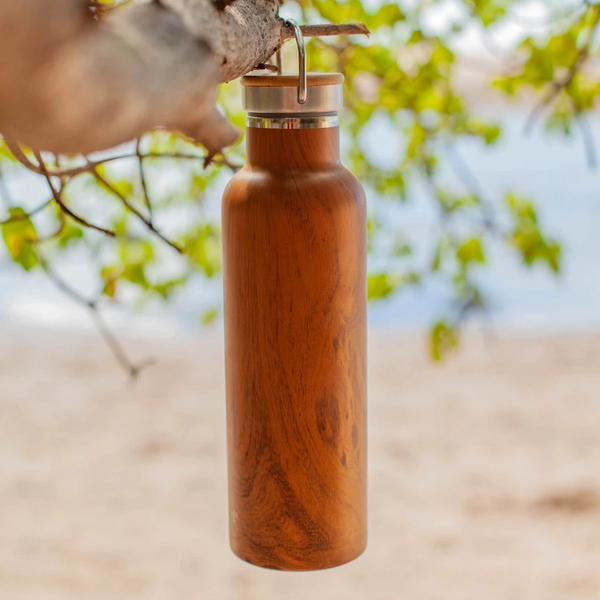 Insulated Stainless Water Bottle Bamboo Lid, 25oz
