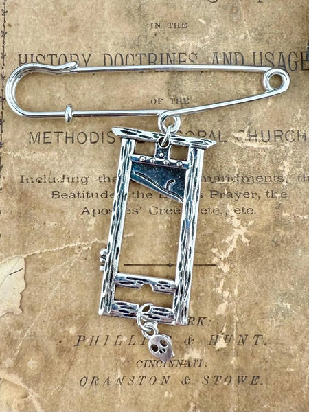 Guillotine Safety Pin Brooch, Bag Charm