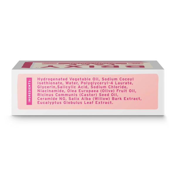 Box with pink label on a white background