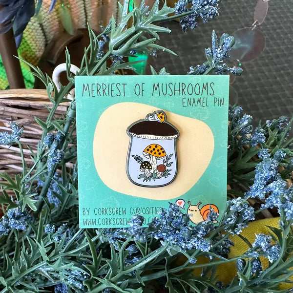 Merry Mushroom Enamel Brooch