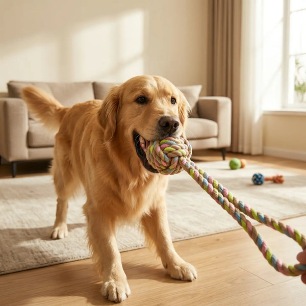 Rainbow Knotted Tug of War Toy