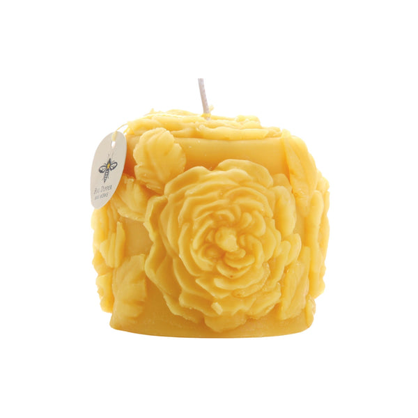 Beeswax Rose Blossom Pillar Candle