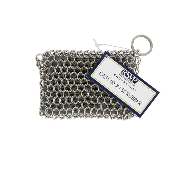 Cast Iron Chainmail Scrubber with Silicone Pad