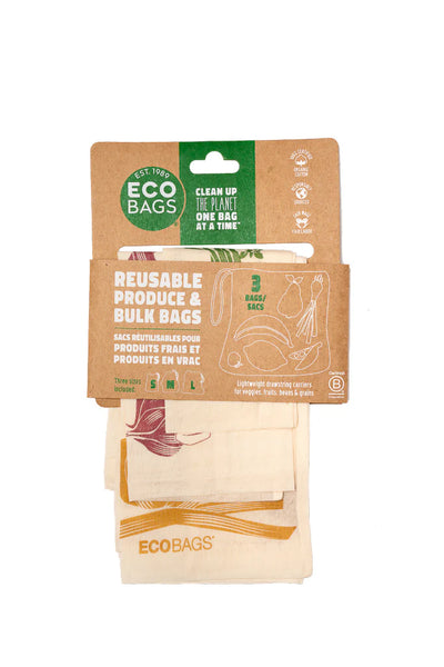 Organic Cotton Gauze Produce Bags, set of 3
