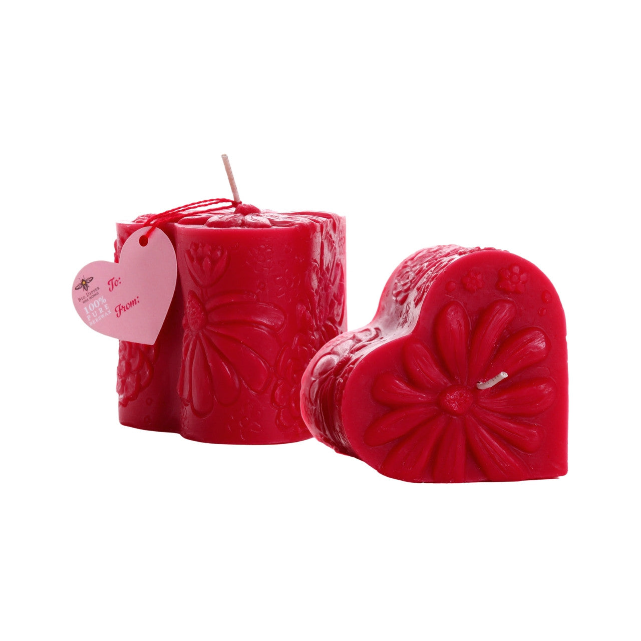 Beeswax Heart Pillar Candle