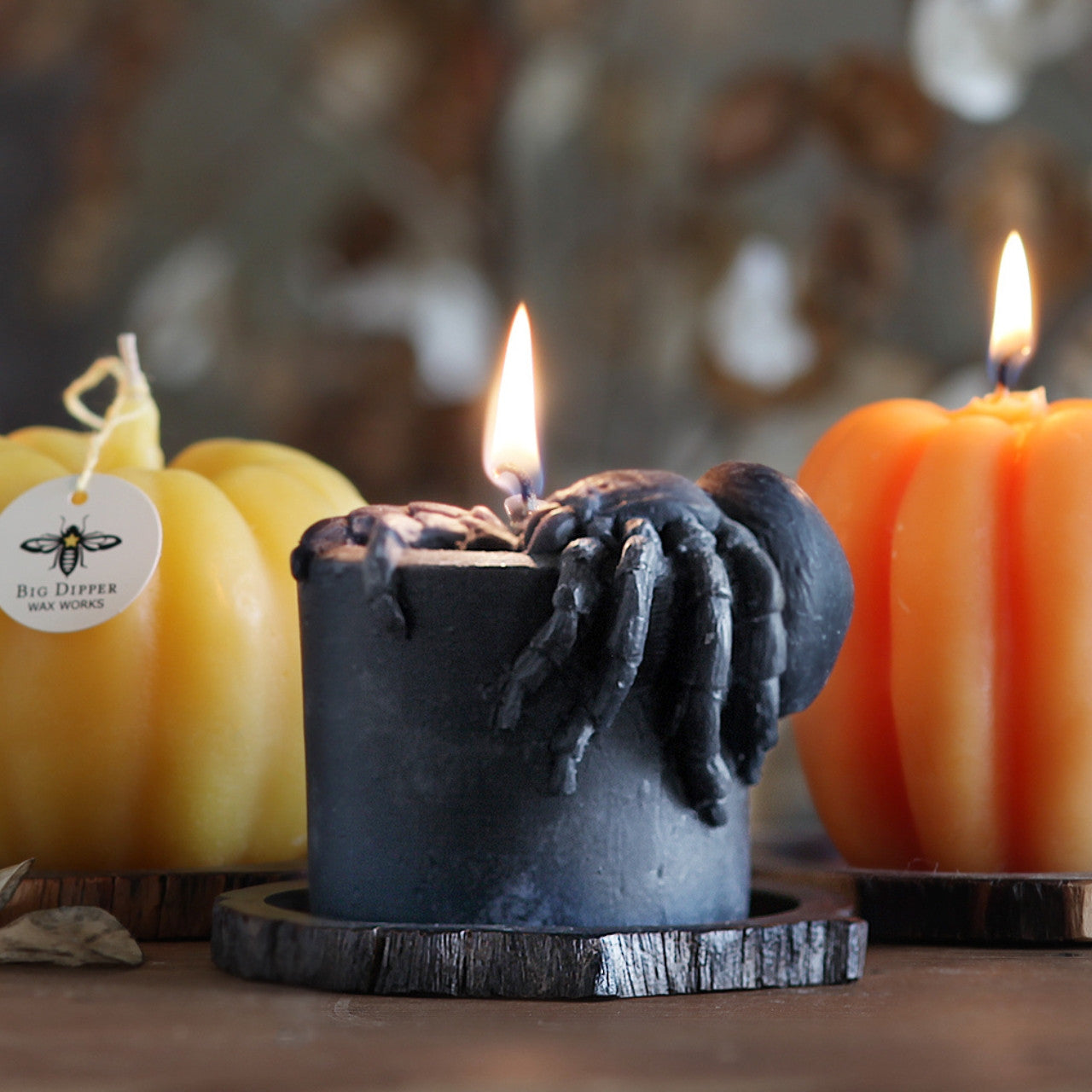 Beeswax Spider Pillar Candle