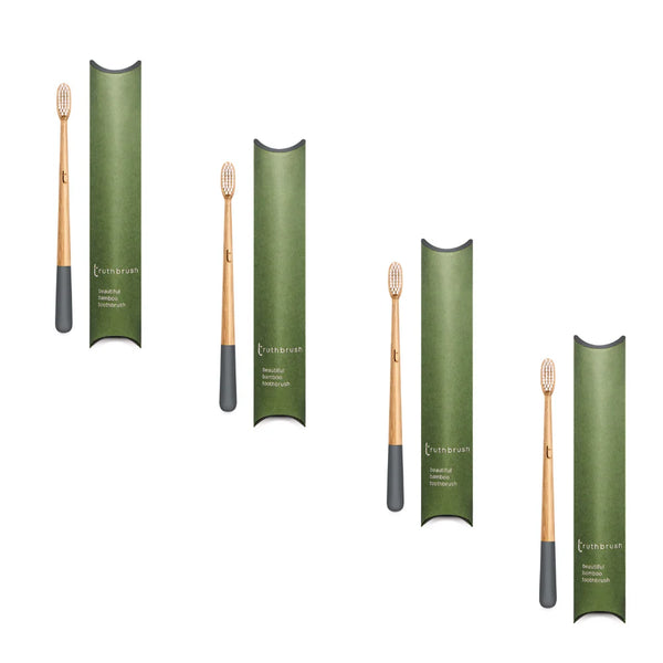 Bamboo Toothbrush (Multicolor Coated Bottom, Bio Bristle)