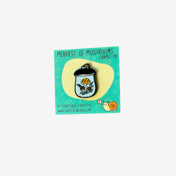 Merry Mushroom Enamel Brooch