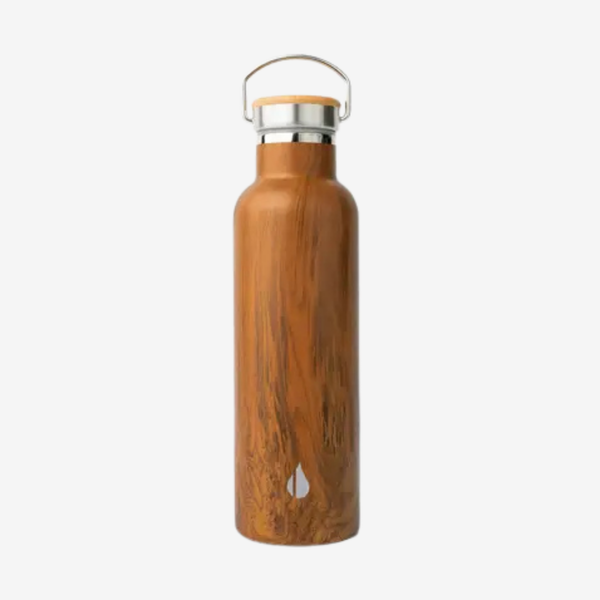 Insulated Stainless Water Bottle Bamboo Lid, 25oz