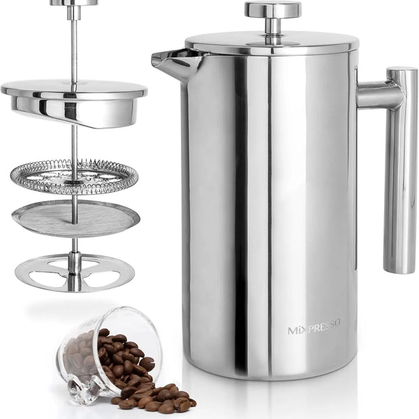 100% Stainless Steel Double Wall Insulated French Press