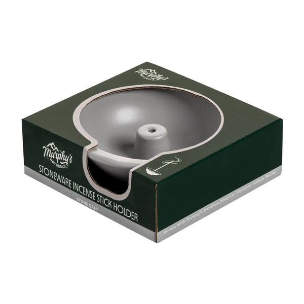 Gray ceramic large incense holder for outdoor incense in a retail box