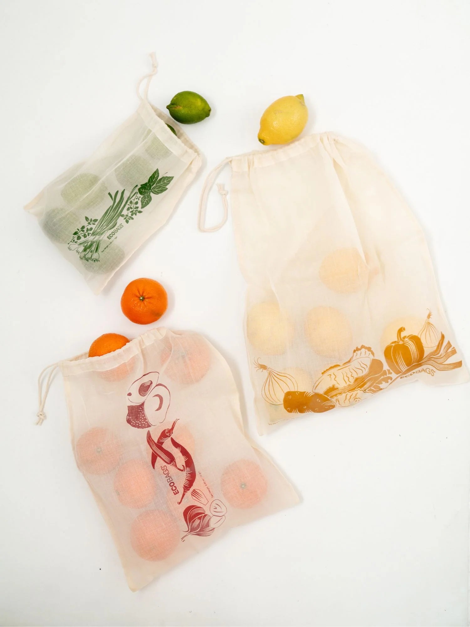 Organic Cotton Gauze Produce Bags, set of 3