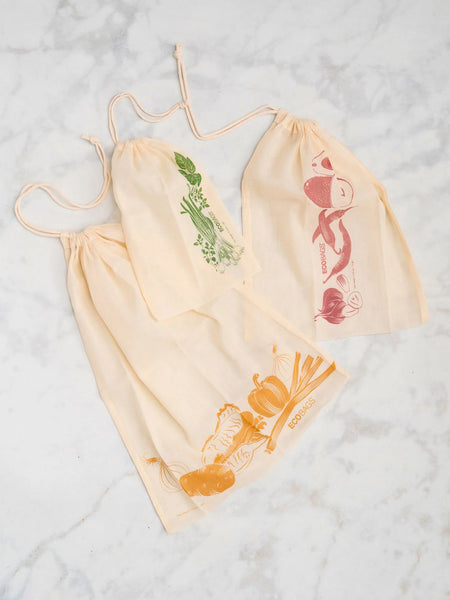 Organic Cotton Gauze Produce Bags, set of 3