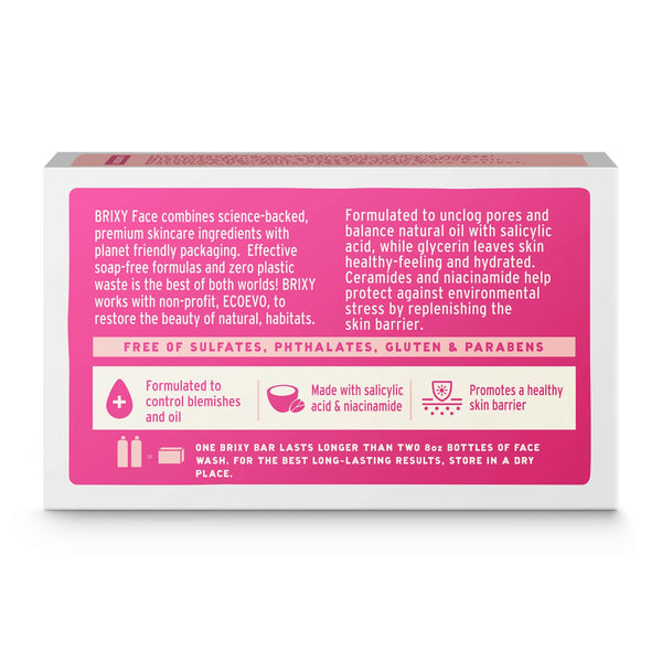 Pink soap bar packaging with text on a white background