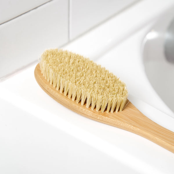 Sisal Bamboo Dry Brush- Curved Long Handle