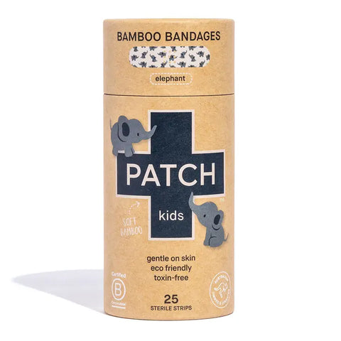 PATCH Kids Natural Adhesive Elephant Bamboo Bandages/ Band-Aids (Tube of 25)
