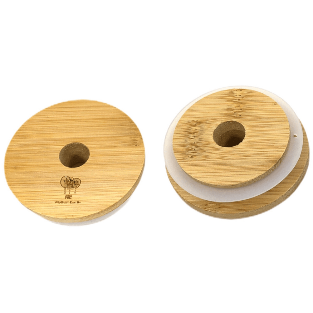 Standard Mouth Bamboo Mason Jar Lids: with straw hole beverage Me.Mother Earth   