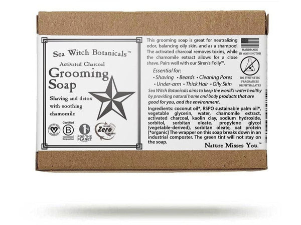 Grooming Soap - with activated charcoal shaving soap bar Sea Witch Botanicals   