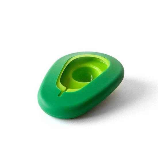 two silicone avocado hugger covers nested  one inside the other