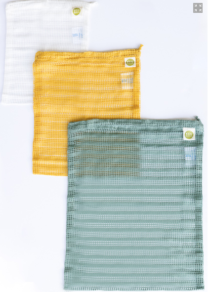Cellulose Produce Bags/ Multipurpose Drawstring Sacks Set of 3 Reusable mesh produce bags EcoBags   