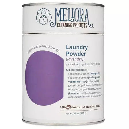 Meliora Laundry Powder Tins: 128 HE (64 Standard) Loads Laundry Detergent Meliora Lavender  