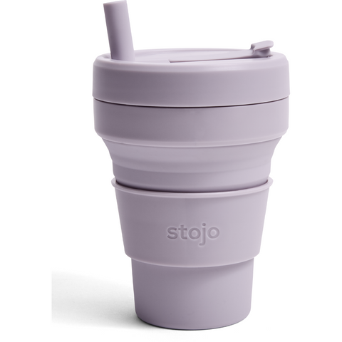 Stojo Collapsible Travel Pocket Cup 16oz with straw