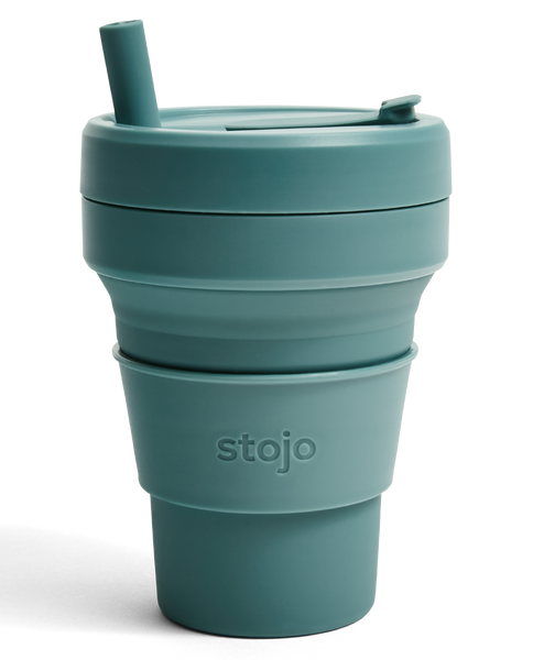 Stojo Collapsible Travel Pocket Cup 16oz with straw