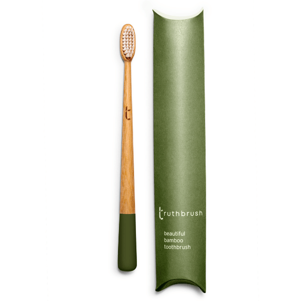 The Truthbrush Beautiful Bamboo Toothbrush with Medium White Castor Oil Bristles the beautiful bamboo toothbrush. The truthbrush Truthbrush LLC Moss Green  