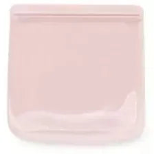 100% Silicone Reusable Ziplock Sandwich Bag- 34 oz Blush Pink