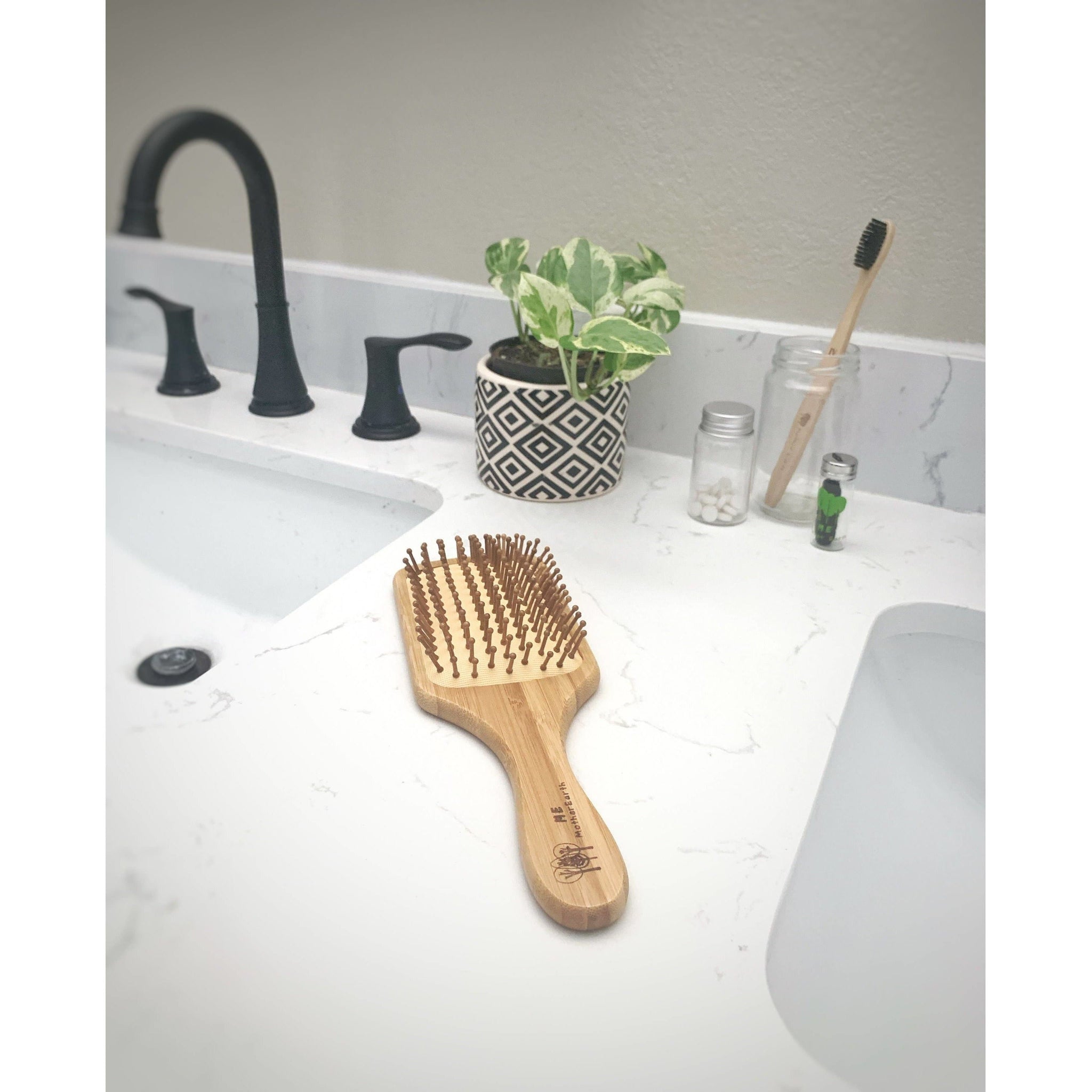 Bamboo Paddle Hairbrush all natural rubber and bamboo paddle hairbrush Me.Mother Earth   