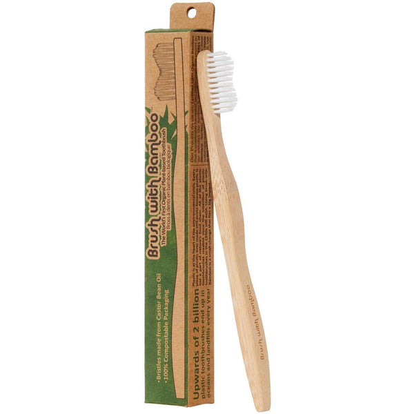 Brush with Bamboo Compostable Toothbrush 100% Compostable Bamboo Toothbrush Brush with Bamboo Adult single brush  