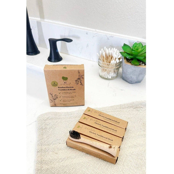 4-Pack Bamboo Electric Toothbrush Replacement Heads Bamboo electric toothbrush head Me.Mother Earth   