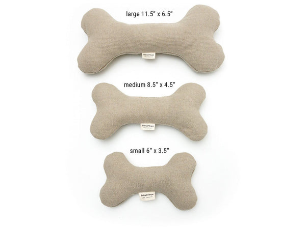 Organic Cotton & Hemp Dog Bone pets Boba & Vespa Small All Taupe (no white side)  