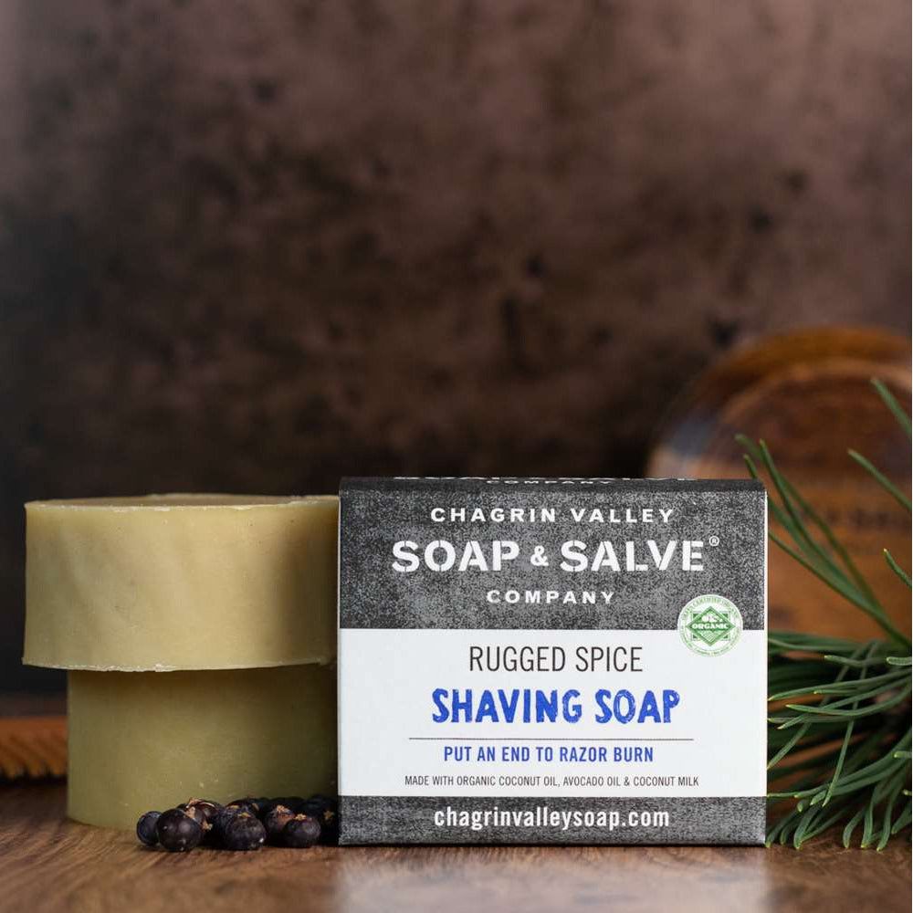 zero waste shaving soap bar Chagrin Valley rugged spice